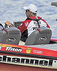 Paul Elias driving boat in tournament