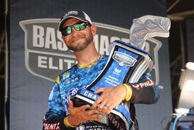 Brandon Lester of Fayetteville, Tenn., has won the 2022 Whataburger Bassmaster Elite at Pickwick Lake with a four-day total of 86 pounds, 1 ounce. Photo by Seigo Saito/B.A.S.S.