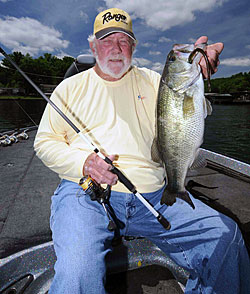 Bass fishing legend Guido Hibdon relies on a jig-and-worm combination to trick finicky bass.