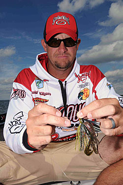 Alabama pro David Kilgore opts for a swim jig when bass seem reluctant to hit blade baits.