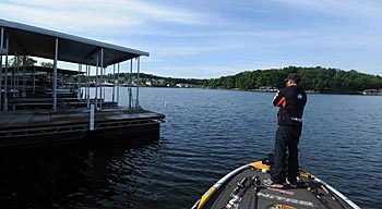 Pro angler Casey Scanlon favors fishing boat docks because he knows the structures are year-round bass hangouts.