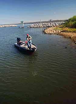 Shaw Grigsby tries skipping lures with spinning tackle to mimic fleeing baitfish and place his lure in areas unreachable via a conventional cast.