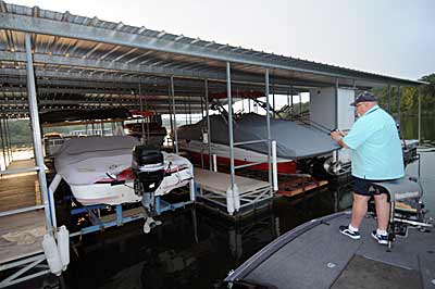 Boat docks are ideal spots to pitch a slab spoon for bass on sunny summer days. 