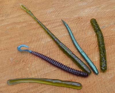 Finesse worms pack a lot of potential in a small package, regardless of the form they take. That's especially true in August when lingering summer conditions make the bass more likely to bite a small lure. Photo by Pete M. Anderson