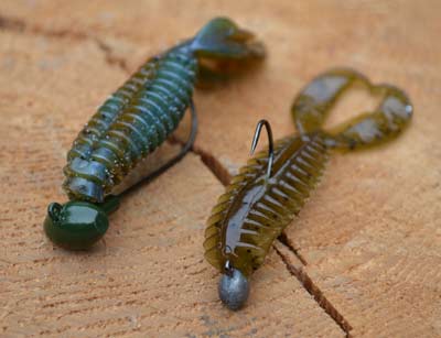 Shaky heads, especially those with a football design, are perfect for fishing beaver-style baits across structure and cover in deep water. Round heads are better suited for mid-strolling — keeping your bait at a constant depth in search of suspended bass. Photo by Pete M. Anderson