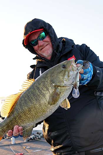 A crankbait can be a good lure in cold conditions as it moves quickly and can generate a reaction strike from a bass.