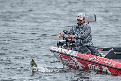 Even professional bass tournament anglers work to keep up with the latest fishing technology. Major League Fishing and Bass Pro Tour angler Justin Lucas started 2020 as a forward-facing sonar rookie. By the end of the season, it had helped him win back-to-back tournaments. Photo courtesy of Garrick Dixon/MLF