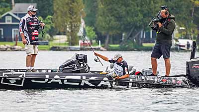 You’ll have to keep moving to stay with migrating schools of prespawn bass. But Major League Fishing Tackle Warehouse Pro Circuit angler Alex Davis said where you catch one, you’re likely to catch more.  Photo courtesy of MLF / Photo by Rob Matsuura