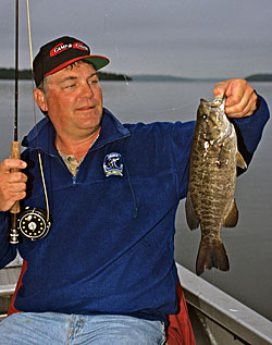 One of many bass the author has caught on a sponge spider intended for panfish.