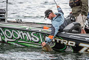 A Strike King Coffee Tube is a very important part of JVD's smallmouth arsenal. Armed with G-Loomis Rods and Shimano Reels, he's ready for scrappy smallmouths and big weights!