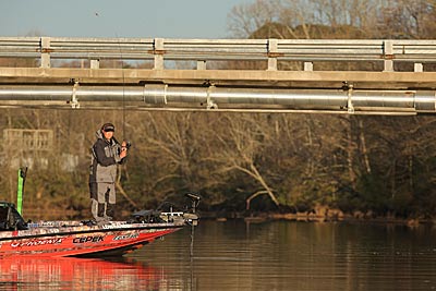 Bassmaster Elite Series angler Cliff Pirch most often uses finesse lures to generate more bites from a spot that he already fished with a reaction lure. Photo courtesy of B.A.S.S. / Seigo Saito