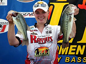 Co-angler leader Brandi Frasier from Hanson, Kentucky,  Photo credit LBAA/Larry Morris.