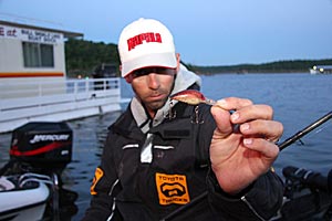 Mike Iaconelli shows off a Wiggle Wart