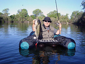 While the popularity of kick boats has grown, some anglers still prefer to fish from a float tube. Photo courtesy Rob Middleton / Bass-n-Tubes