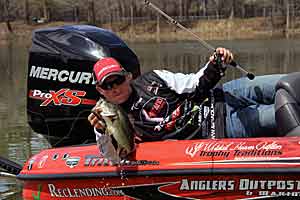 When the late-summer sun is high, Bassmaster Elite Series pro Bradley Roy pitches plastics to cover in less than 3 feet of water.