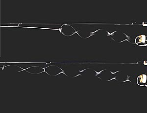 Stop action comparison photos of standard guides and MicroWave Guides