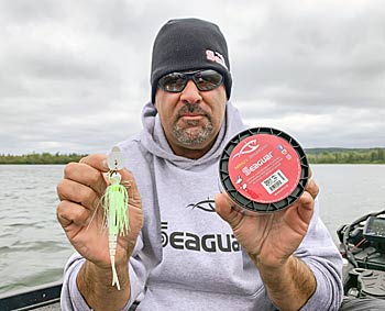 20-pound Seaguar AbrazX and a vibrating jig are two essentials for this approach.