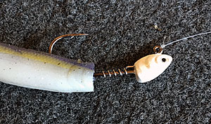 Gamakatsu's new swimbait head that allows for securing rigging without using glue.