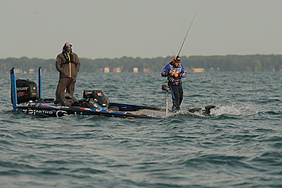 It’s not the cold front that makes fishing tough, said Bassmaster Elite Series angler Jamie Hartman. It’s the high pressure that follows its passage. Photo courtesy of B.A.S.S. / Seigo Saito