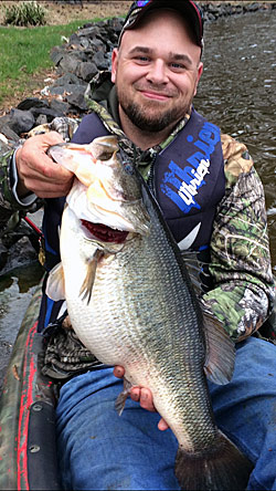 Kayaks are smaller than boats, but that doesn’t mean the bass you catch from them are that way, too. North Carolina angler Joey Randall caught this 11 ½-pounder the first day he fished from a kayak. Photo courtesy of Joey Randall