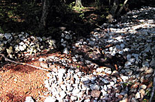 Large rip-rap rocks were used in a creek channel to prevent erosion, plus for rocky habitat for baitfish.