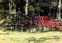 These sprint car frames sat in the yard. Why not use them as fish structure? Makes sense.