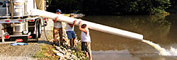 Fish are released through a 12 inch pipe, straight into the lake, after temperatures and water chemistry is adjusted.