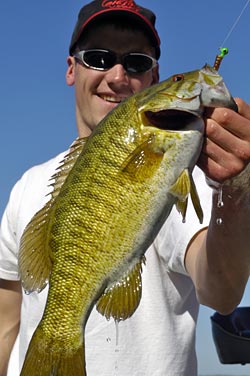 Northern Lake Michigan is slow to warm and the bass spawn usually doesn’t take place until sometime between mid-June and mid-July. Bass can be caught at Waugoshance all summer long though.