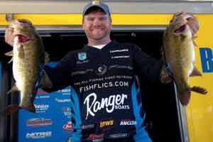 Shaye Baker of Alabama maintains the lead at the Bassmaster Classic Wild Card presented by Star Tron on Lake Okeechobee in Florida..  Photo by James Overstreet/Bassmaster