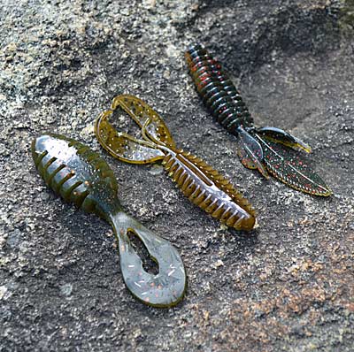 Beaver-style baits consistently catch bass throughout May. Start by fishing them for prespawn bass around submerged cover. Then use one for sight fishing around spawning beds and pitching at post-spawners holding on isolated cover. Photo by Pete M. Anderson