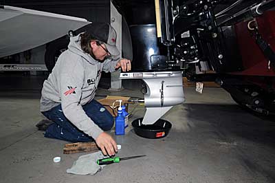 Changing the lower unit grease in your bass boat’s motor should be done every 100 hours or every year. 