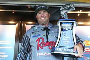 Brett Hite of Phoenix, Ariz., takes the victory at the Dick Cepek Tires Bassmaster Elite at Lake Seminole presented by Hardee's. With his win, Hite receives $100,000 and a berth in the 2015 Bassmaster Classic..  Photo by Gary Tramontina/Bassmaster