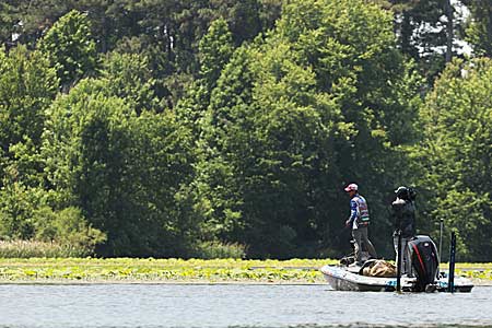 Bassmaster Elite Series angler Brandon Cobb rigs his buzzbait with a soft-plastic toad. It goes through heavy cover better at slower speeds than a traditional skirted buzzbait. Photo courtesy of B.A.S.S. / Seigo Saito