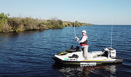 Casting and fishing from the Sea Doo Fish Pro is easy.