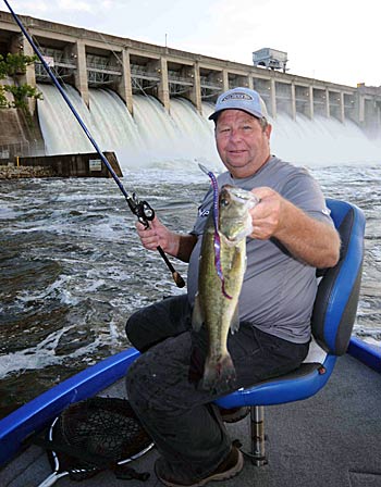 A plastic worm with a heavy sinker or attached to a heavy wobblehead jig is one of Alfred Chapman’s favorite lures when a dam is releasing heavy flow.