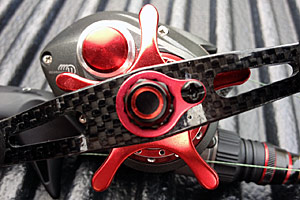 Carbon fiber handle and red anodized aluminum accents really set off the subtle styling of the DHC7 rod.