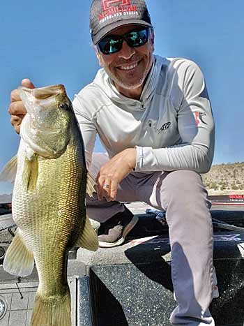 Kevin Finley with a lunker caught on a square bill crankbait.