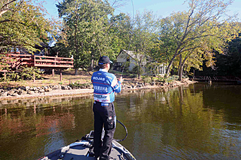 Any time he sees bass roaming in the shallows, Dean Rojas tempts the fish with a drop shot rig.