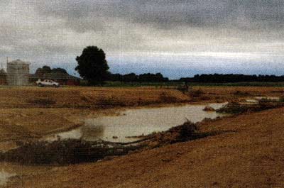 This newly renovated lake was planned correctly, depths calculated, and shoreline figured out. They even built a dock and peninsulas, knowing where the water line would be.