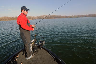 Major League Fishing pro Dave Lefebre finds spawning Lake Erie smallmouth along the sand flats in Presque Isle Bay.