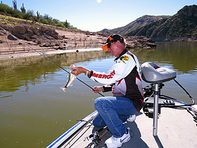 Fishing falling water