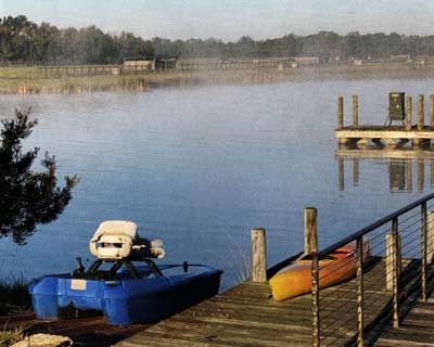 Fog forms when cold air contacts warm pond water.