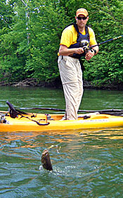 Standing in a kayak