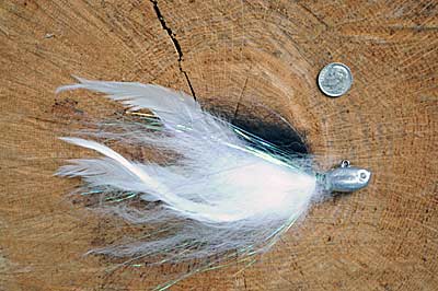 Lawson Hibdon’s bulky homemade hair jig matches the jumbo-sized baitfish big bass crave. 