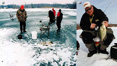 1) These guys look forward all year to be able to catch fish under the ice. Photo courtesy Mark Cornwell 2) Brian Brosdahl with a nice crappie.