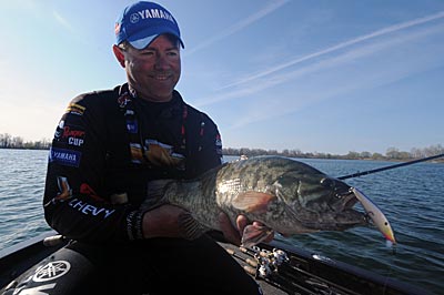 Smallmouth bass smash a jerkbait on windy days at the Northern lakes Dave Lefebre frequently fishes.