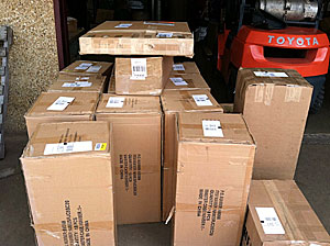 Boxes of fishing gear arrive at Joplin