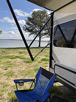 Some sites are right along the water at Lake Fork Marina if you have an RV or travel trailer. There is nothing better than a lakeside view to start the morning.