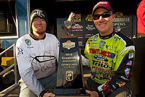 Josh Bertrand and Brent Chapman came in with a tie on day three of the Bassmaster Central Open bass fishing tournament at Lewisville Lake.