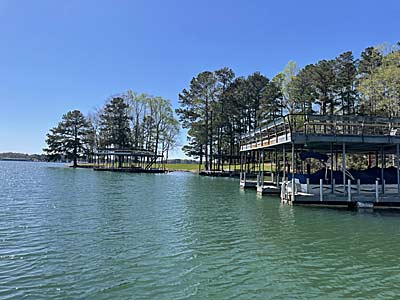 Docks are a common sight on the heavily populated Lake Lanie, and almost all of them are the floating variety.